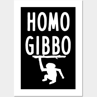 Homo Gibbo Monkey Gibbon hylobatidae animals Posters and Art